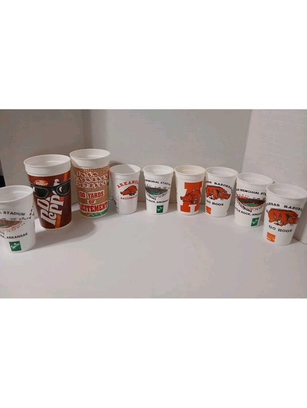 Lot Of 9 Vtg 1990s Arkansas Razorbacks Cups College Football War Memorial